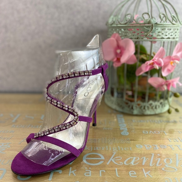 ALDO Glamorous Jeweled Suede Sandals 6 - Picture 3 of 9